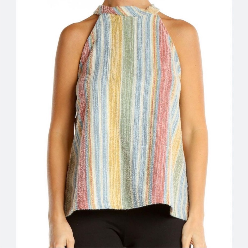 Anthropologie W5 Striped Button Down Back Everyday Halter  Tank Top size small